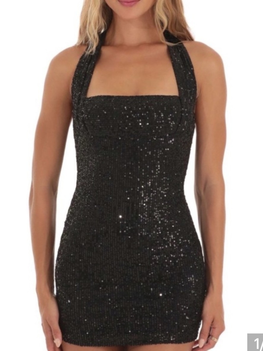 Lucy in the Sky Black Sequin Halter Mini Dress